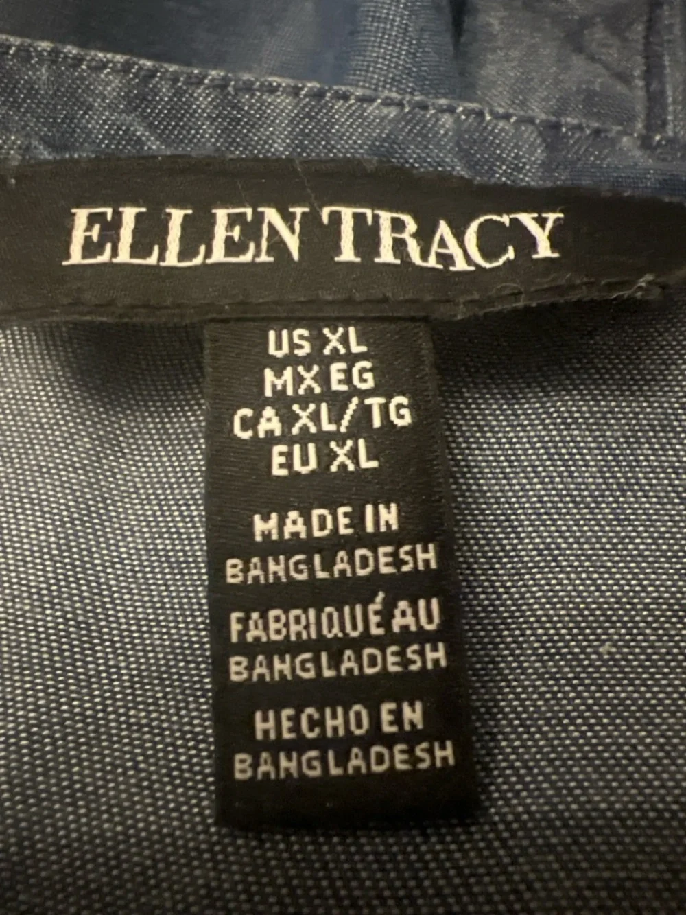 Ellen Tracy XL 100% Tencel Lyocell Chambray Zip Front Roll Tab Sleeve Blouse - Picture 2 of 4